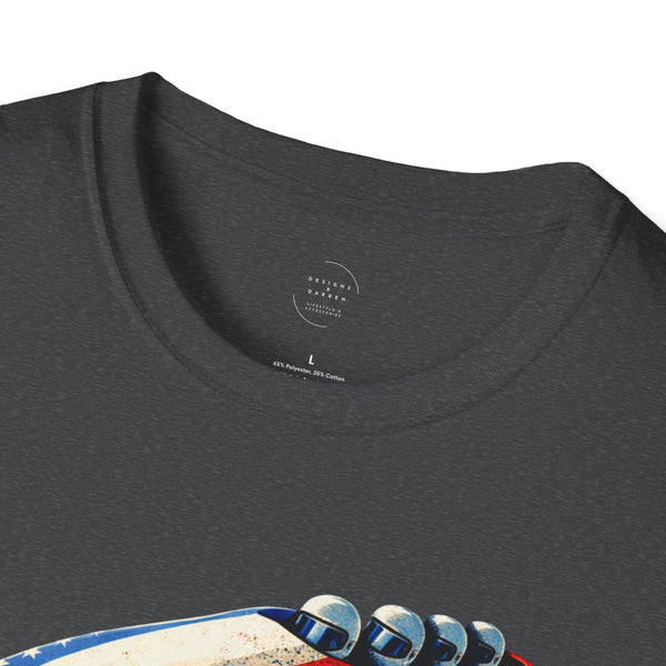 67 Bobsled Team USA T-Shirt - Patriotic Red White Blue Drip Graphic - Winter Sports Streetwear - Gildan Softstyle Men Women