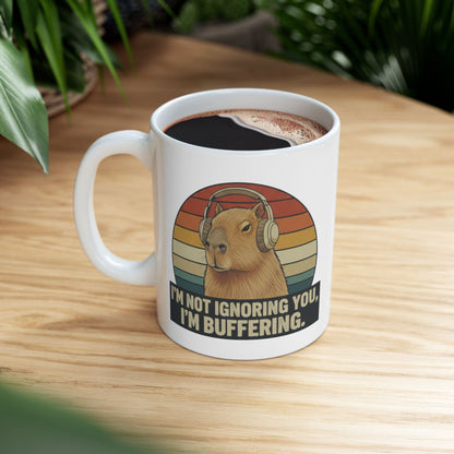 Capybara Buffering Ironic Mug | Funny Unhinged Animal Retro Gift 11oz & 15oz