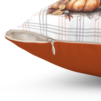 Happy Fall Gnome and Plaid - Indoor Throw Pillow