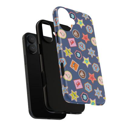 Lobsters Sailboats and Seashells on Navy Blue Phone Case