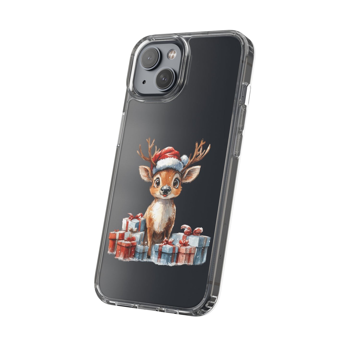 Festive Reindeer on a Clear Phone Case