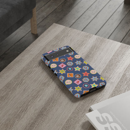 Lobsters Sailboats and Seashells on Navy Blue Phone Case