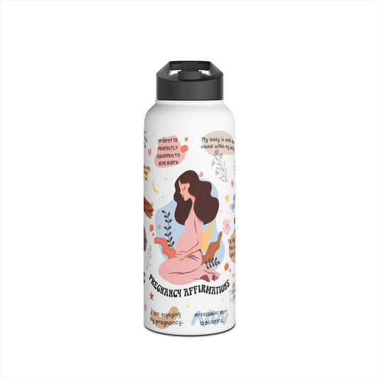 Pregnancy Affirmation Stainless Steel Water Bottle with Standard Lid, Pregnany Water Bottle, Stainless Steel Hydration