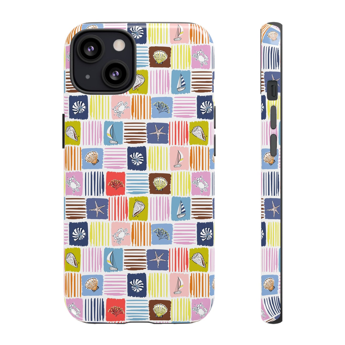 Colorful Seashells Sailboats and Starfish Summer Themed Phone Case