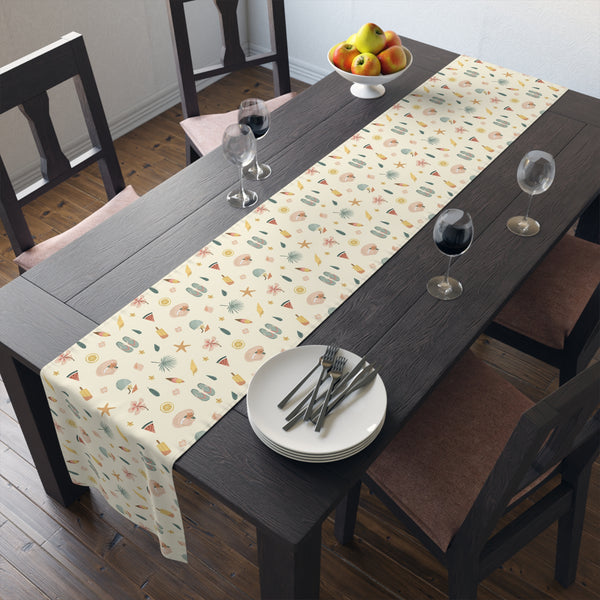 Seashell & Beach Print - Coastal Table Runner