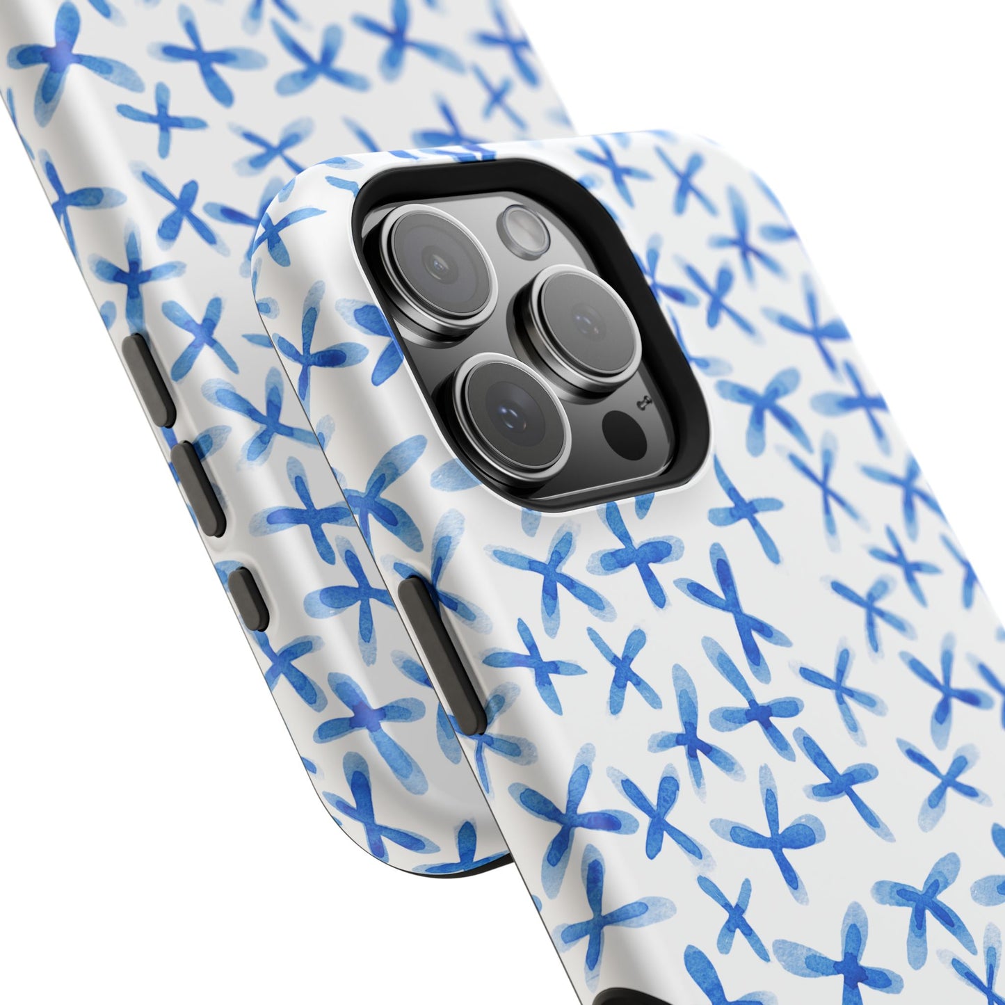 Blue Floral MagSafe iPhone Case — Magnetic Impact-Resistant