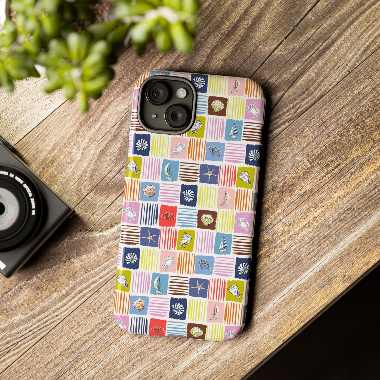 Colorful Seashells Sailboats and Starfish Summer Themed Phone Case