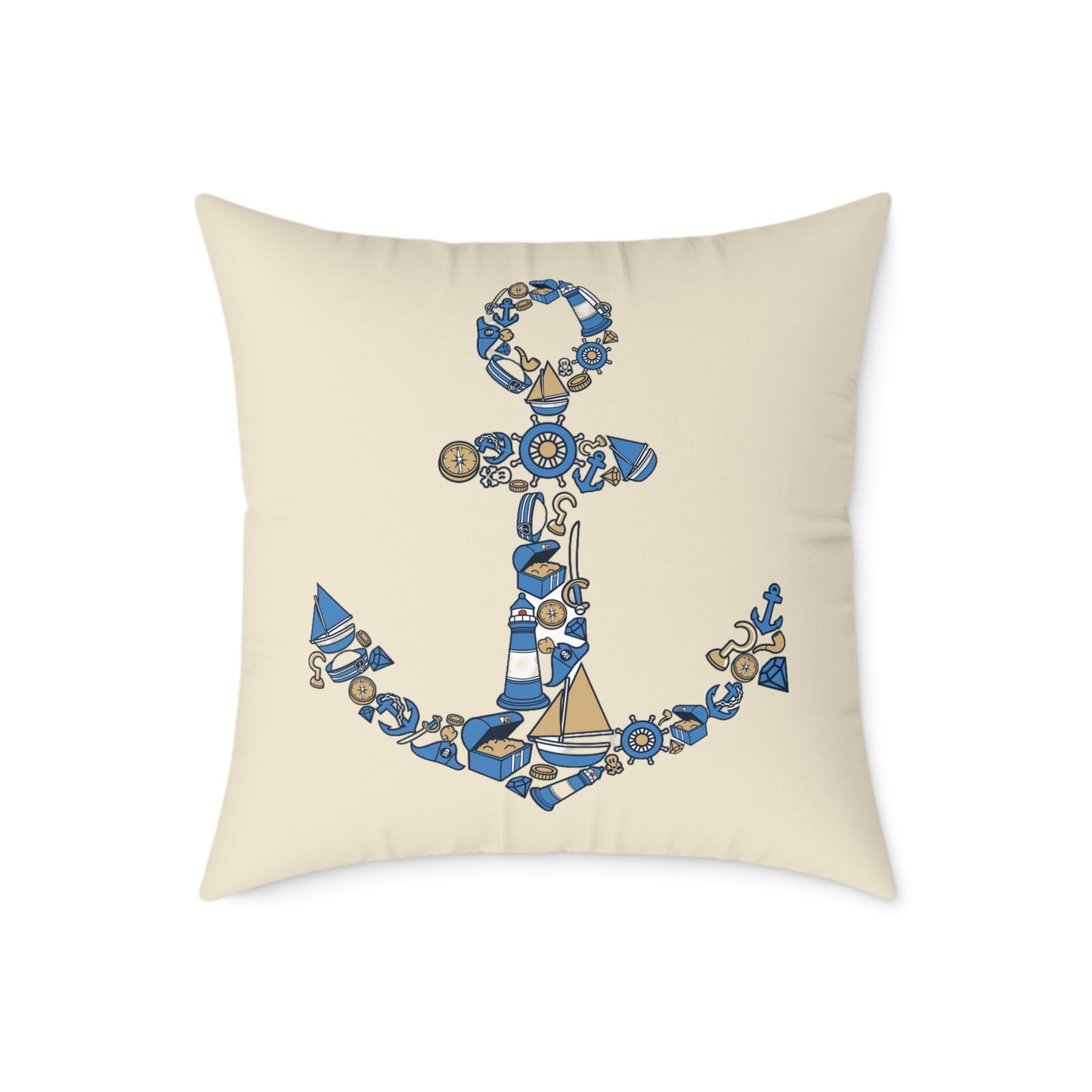 Nautical Anchor - Indoor Coastal Decor Throw Pillow