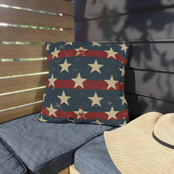Distressed Outdoor American Flag Pillow
