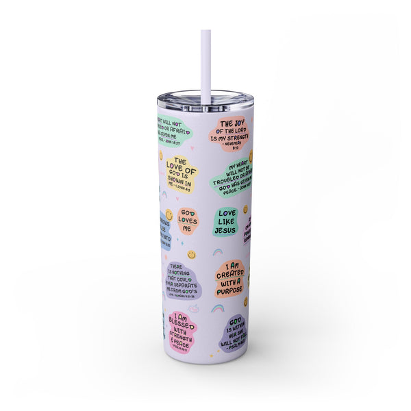 Bible Affirmation 20oz Skinny Tumbler with Color Matching Straw
