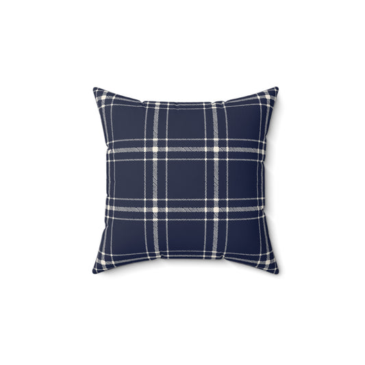 Blue and White Plaid - Decorative Throw Pillow