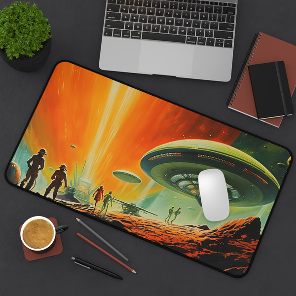 Gaming Deskmat, Alien Invasion Deskmat, Custom Desk Mat, Gaming Desk Mat, UFO Mousepad, Large Deskmat for Gaming, Desk Accessories