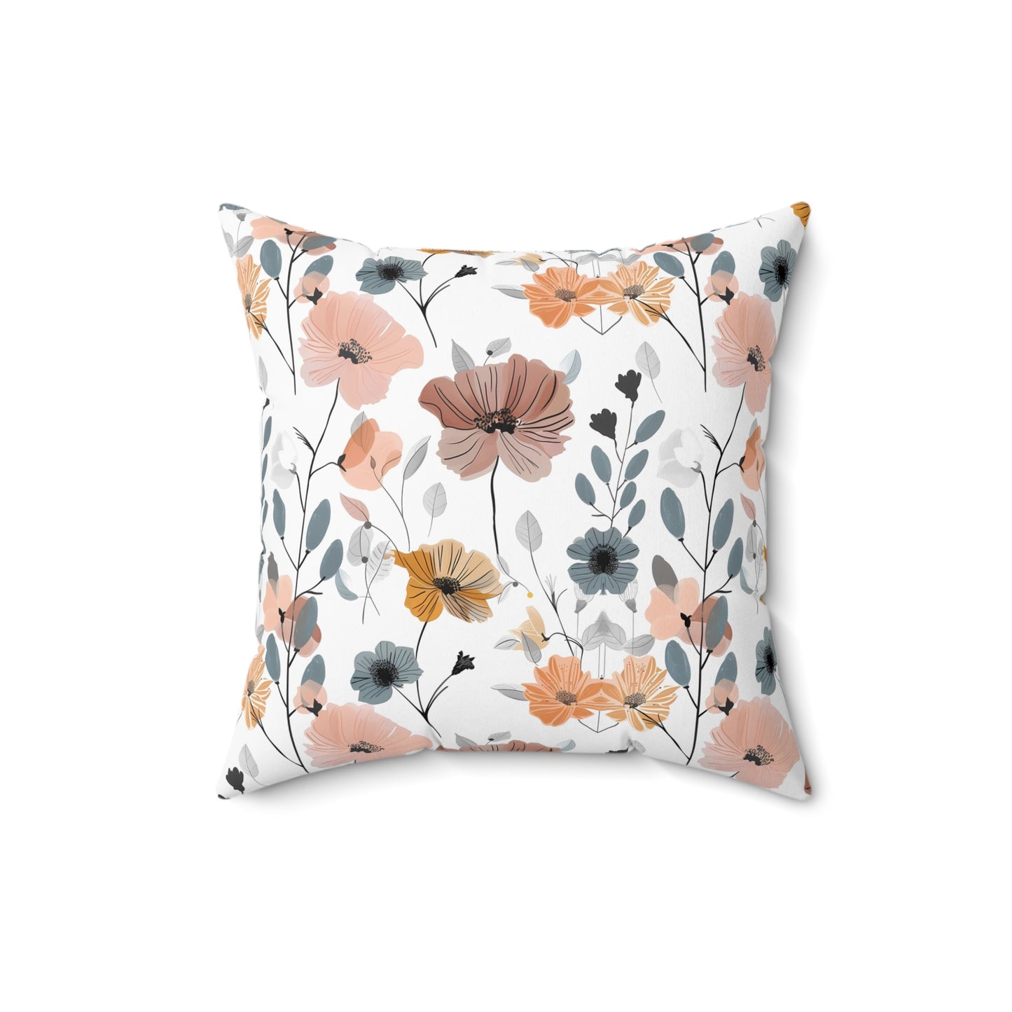 Blush and Mustard Floral - Indoor Throw Pillow