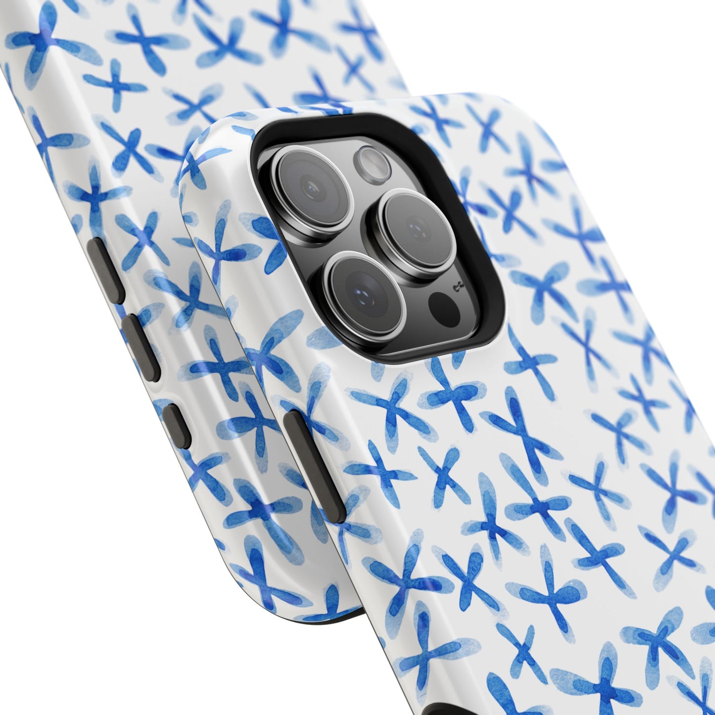 Blue Floral MagSafe iPhone Case — Magnetic Impact-Resistant