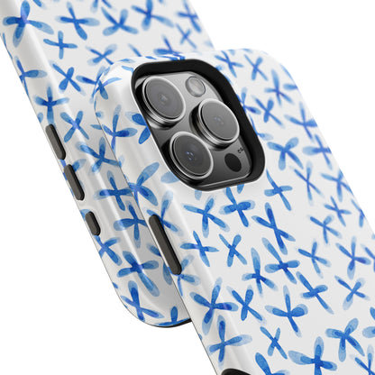 Blue Floral MagSafe iPhone Case — Magnetic Impact-Resistant
