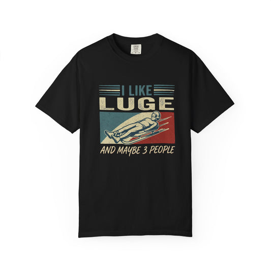 "I Like Luge & Maybe 3 People" Retro Graphic T-Shirt | Funny Winter Sport Gift