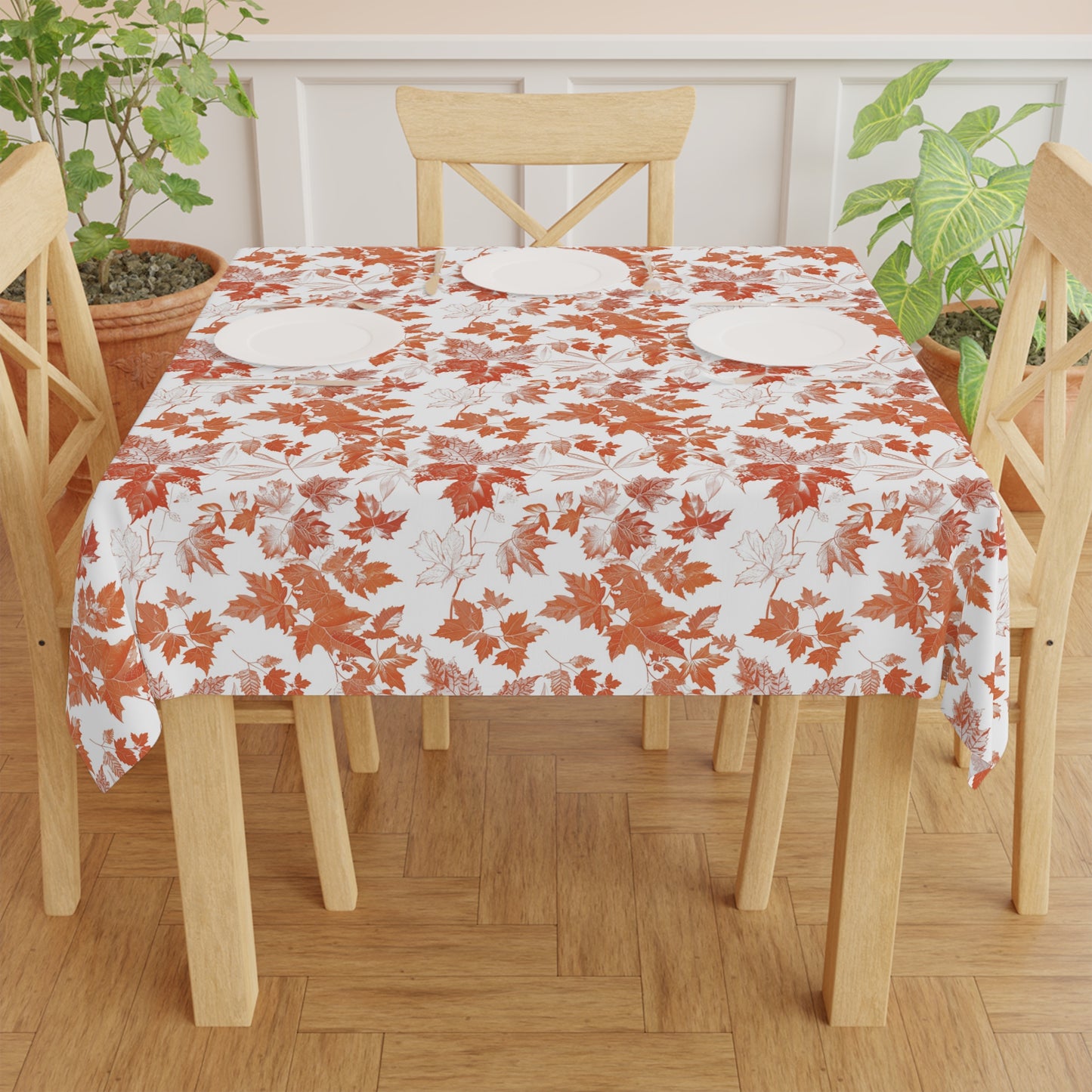 Fall Leaf Toile De Jouy Square Tablecloth