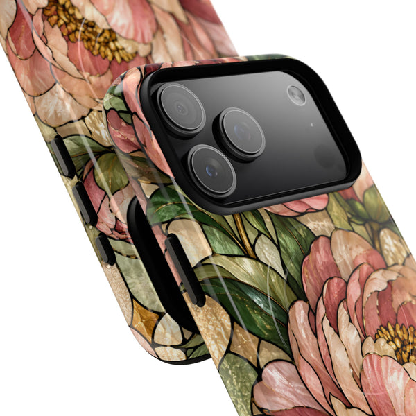 Glossy or Matte Stained Glass Peony MagSafe iPhone Case