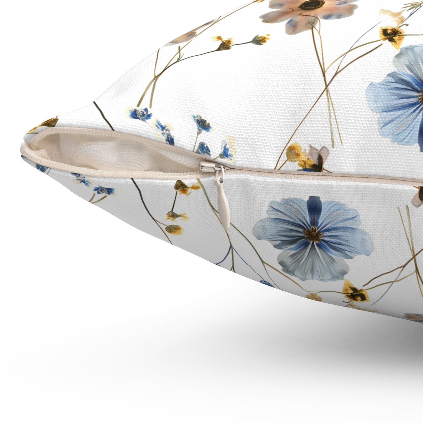 Boho Blue and Yellow Floral - Indoor Throw Pillow