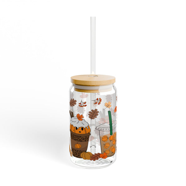 Pumpkin Spice 16oz Glass, Iced Pumpkin Spice Can Glass, Pumpkin Spice Cup, Glass Jar with Lid and Straw, 16oz Glass Cup, Libbey Cup