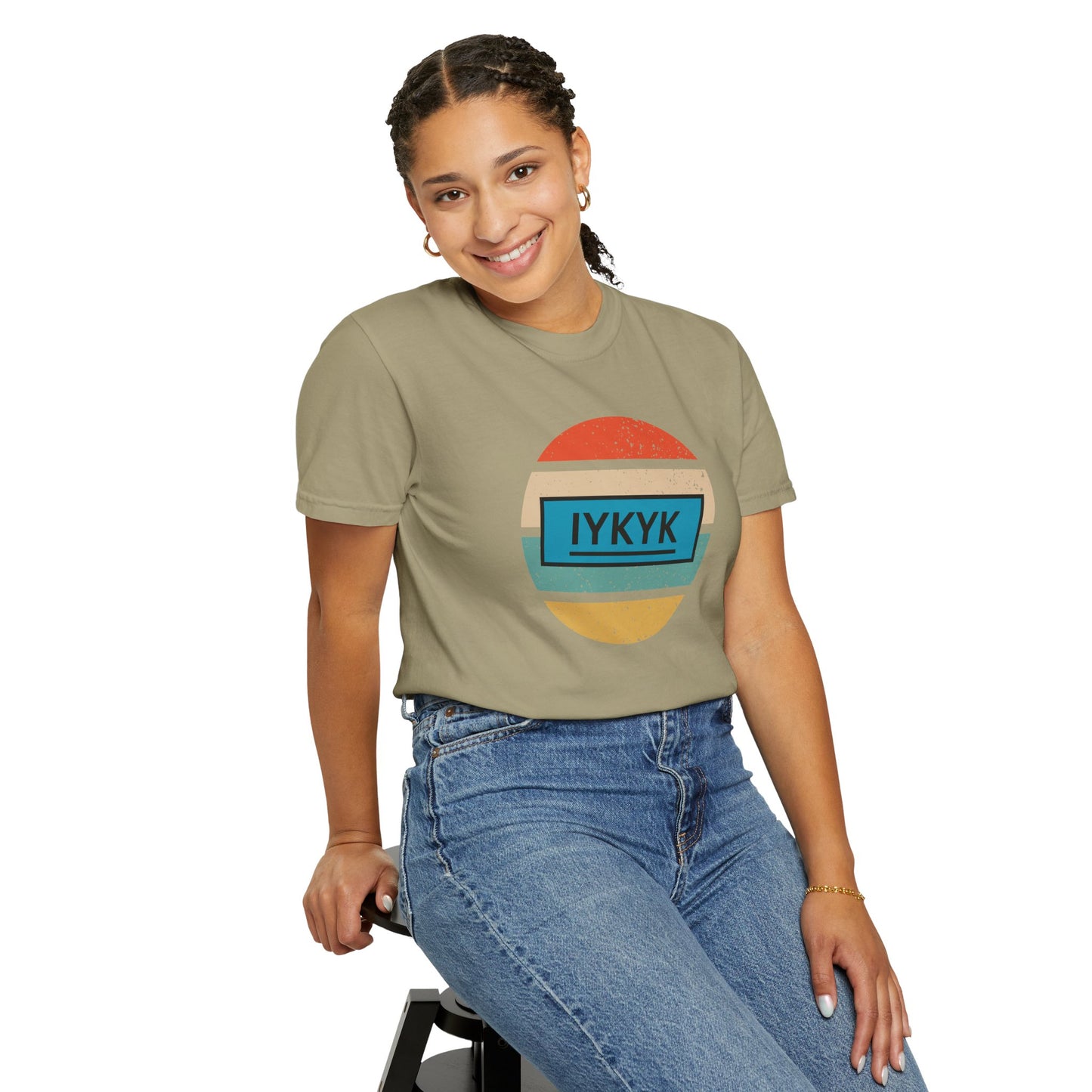 IYKYK Vintage Style Tee with Retro Rainbow