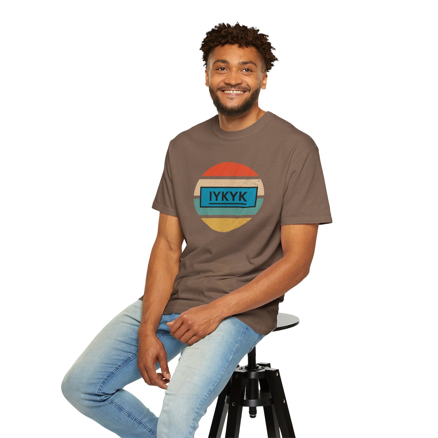 IYKYK Vintage Style Tee with Retro Rainbow