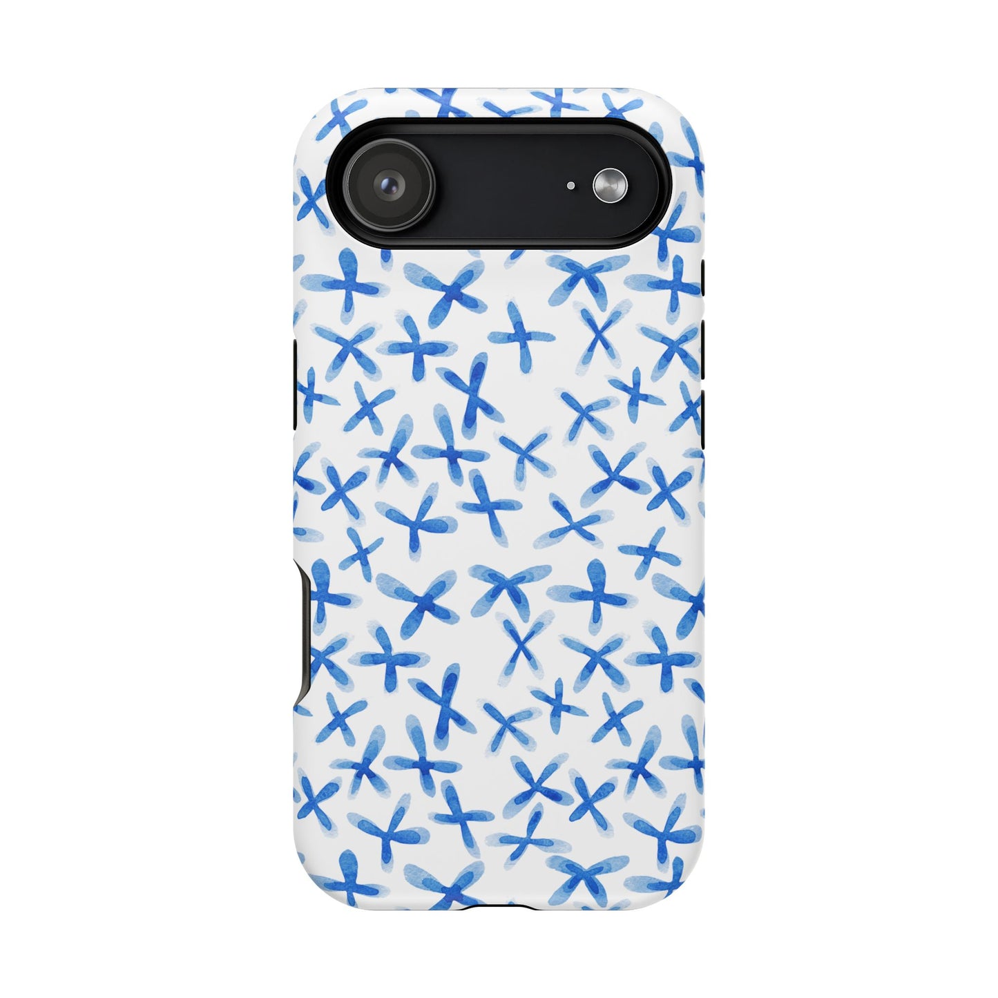 Blue Floral MagSafe iPhone Case — Magnetic Impact-Resistant