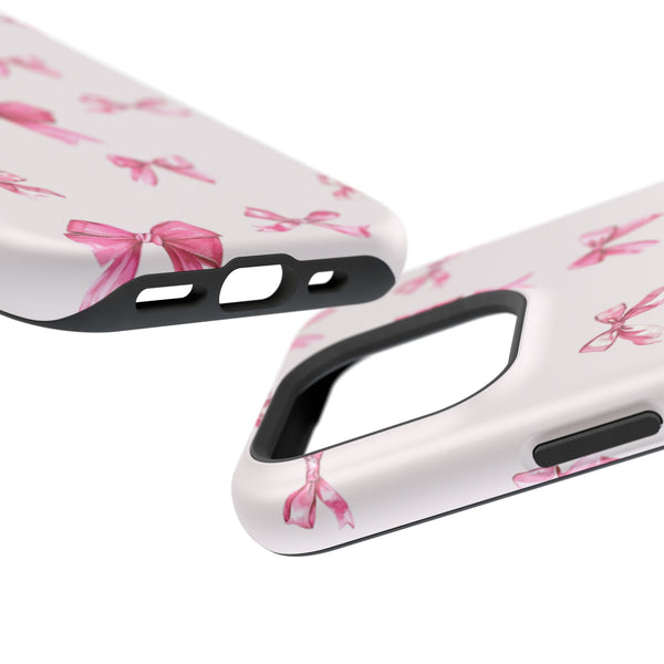 Coquette Pink Bow MagSafe Phone Case | Fits iPhone 13–16 | Matte or Glossy Finish