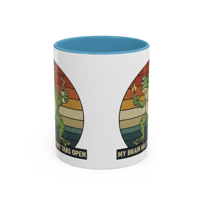 "Too Many Tabs Open" Retro Frog Accent Mug - 11oz & 15oz Ceramic Coffee Cup