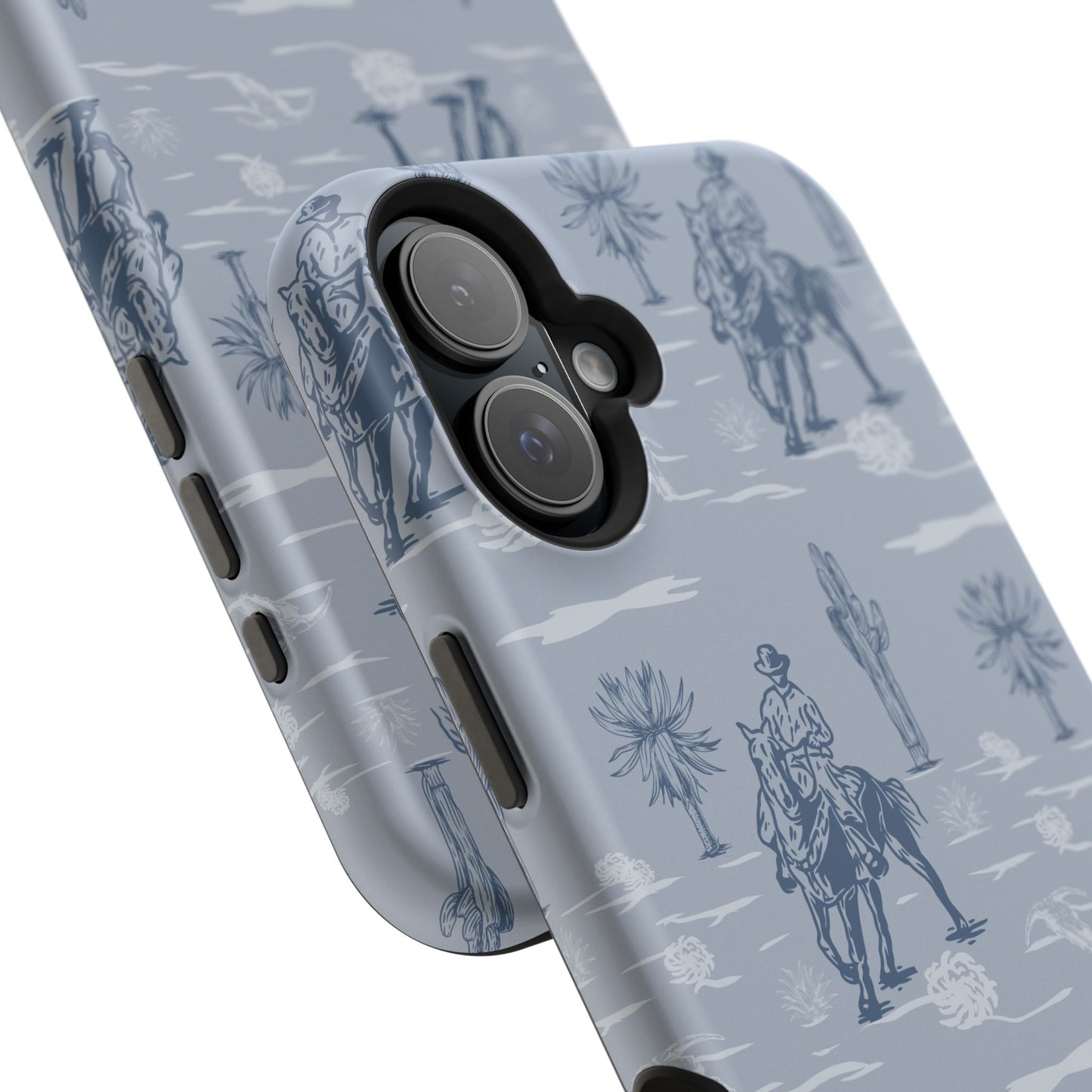 iPhone Case - Blue Cowboy and Cactus Western Themed MagSafe Tough Case