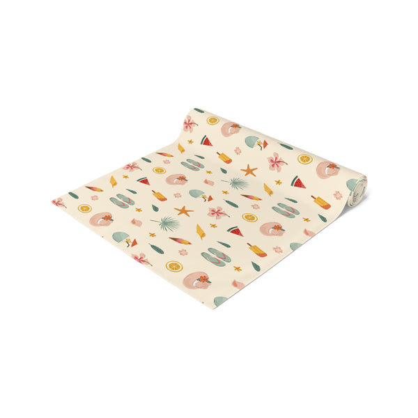 Seashell & Beach Print - Coastal Table Runner