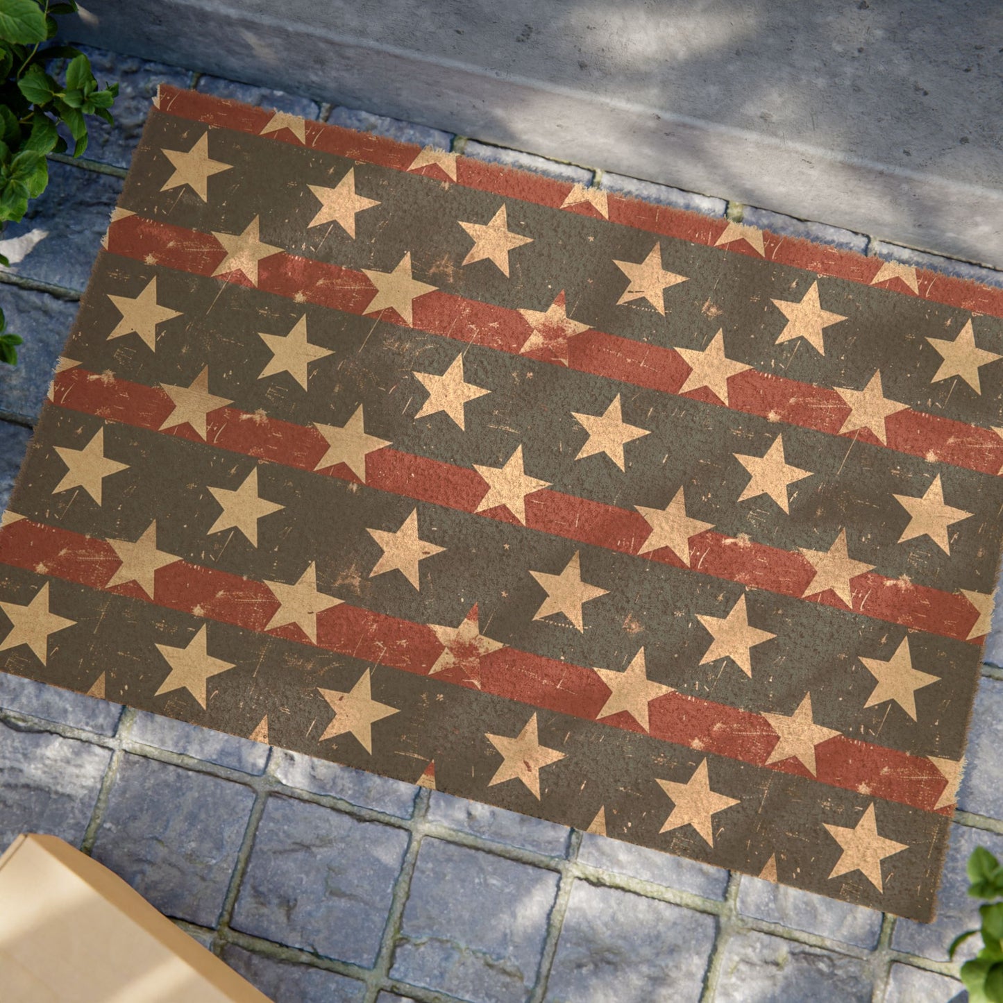 Rustic American Flag Doormat