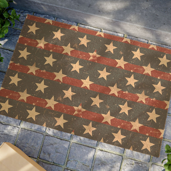 Rustic American Flag Doormat
