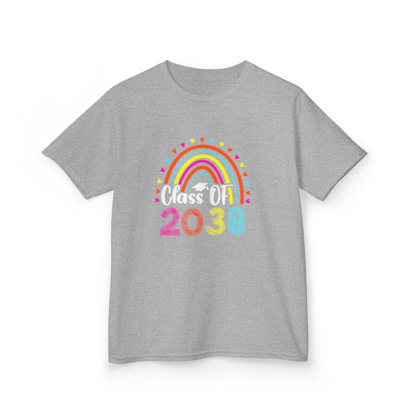 Rainbow Graduation Kids Tee | Class of 2038 Shirt | Cute Kids Apparel | Graduation Gift | Back to School T-Shirt | Rainbow Tee