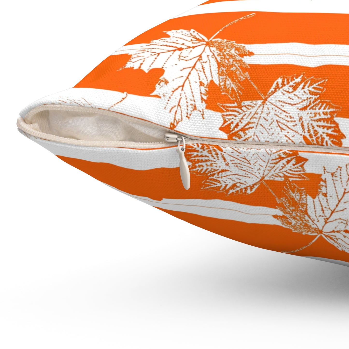 Orange and White Leaves - Indoor Throw Pillow – Autumn Decoration
