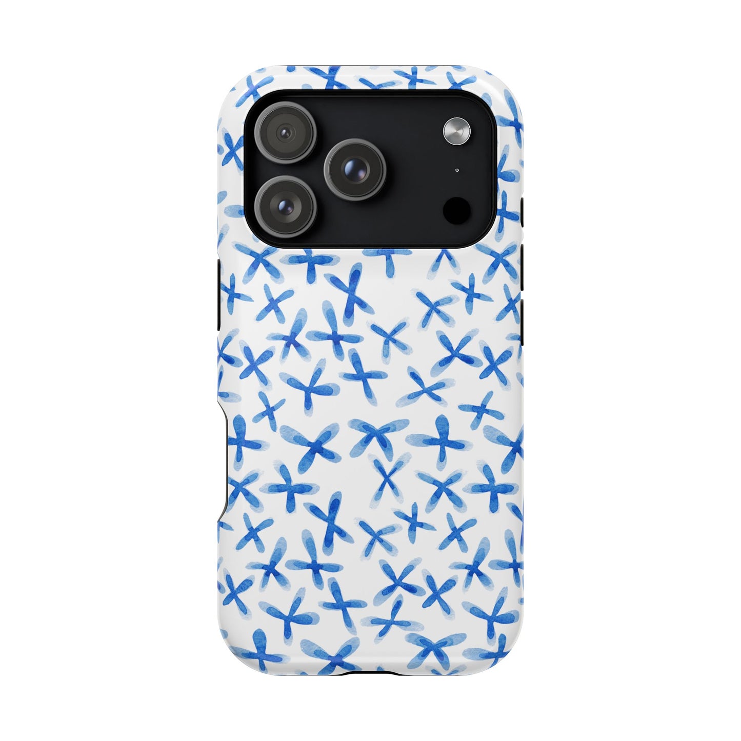 Blue Floral MagSafe iPhone Case — Magnetic Impact-Resistant