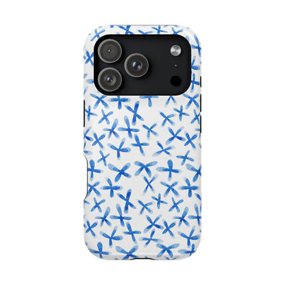 Blue Floral MagSafe iPhone Case — Magnetic Impact-Resistant