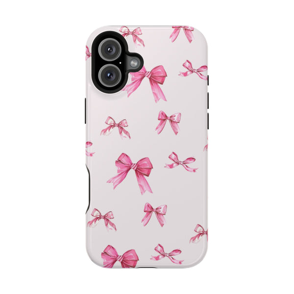 Coquette Pink Bow MagSafe Phone Case | Fits iPhone 13–16 | Matte or Glossy Finish