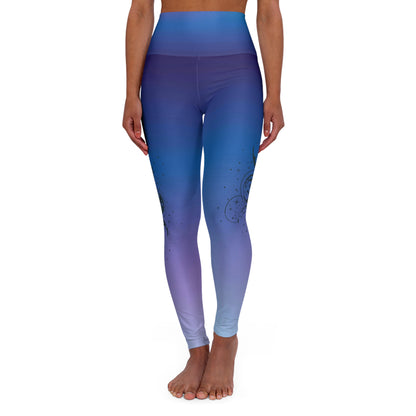 Celestial Moon High Waisted Yoga Leggings – Blue & Purple Galaxy Gradient
