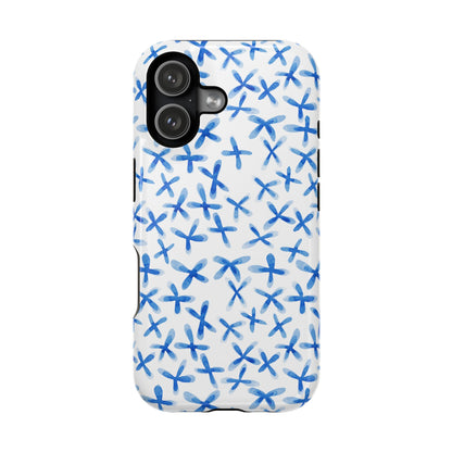 Blue Floral MagSafe iPhone Case — Magnetic Impact-Resistant
