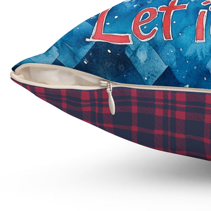 Let It Snow Gnome with Red & Blue Gingham Back - Indoor Throw Pillow