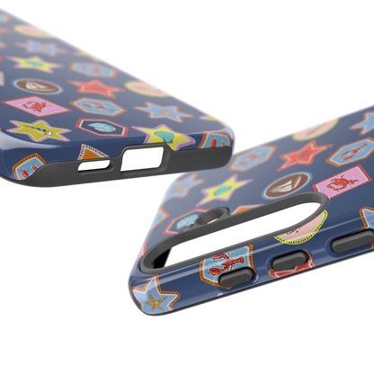 Lobsters Sailboats and Seashells on Navy Blue Phone Case