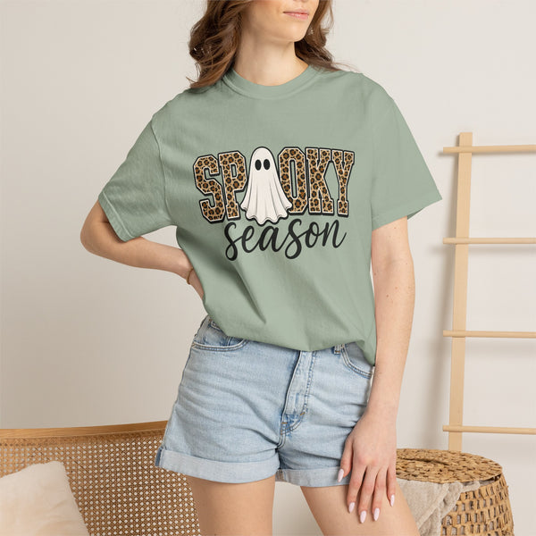 Spooky Season Leopard Print Ghost Halloween Graphic T-Shirt