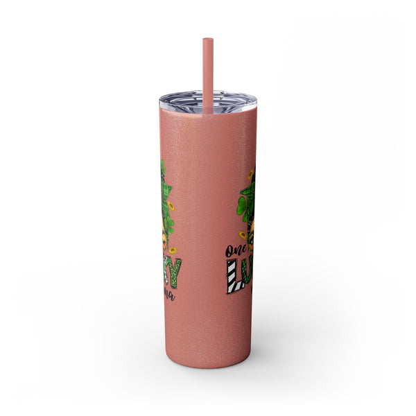 One Lucky Mama 20oz Skinny Tumbler with Straw,  St Patricks Themed Tumbler