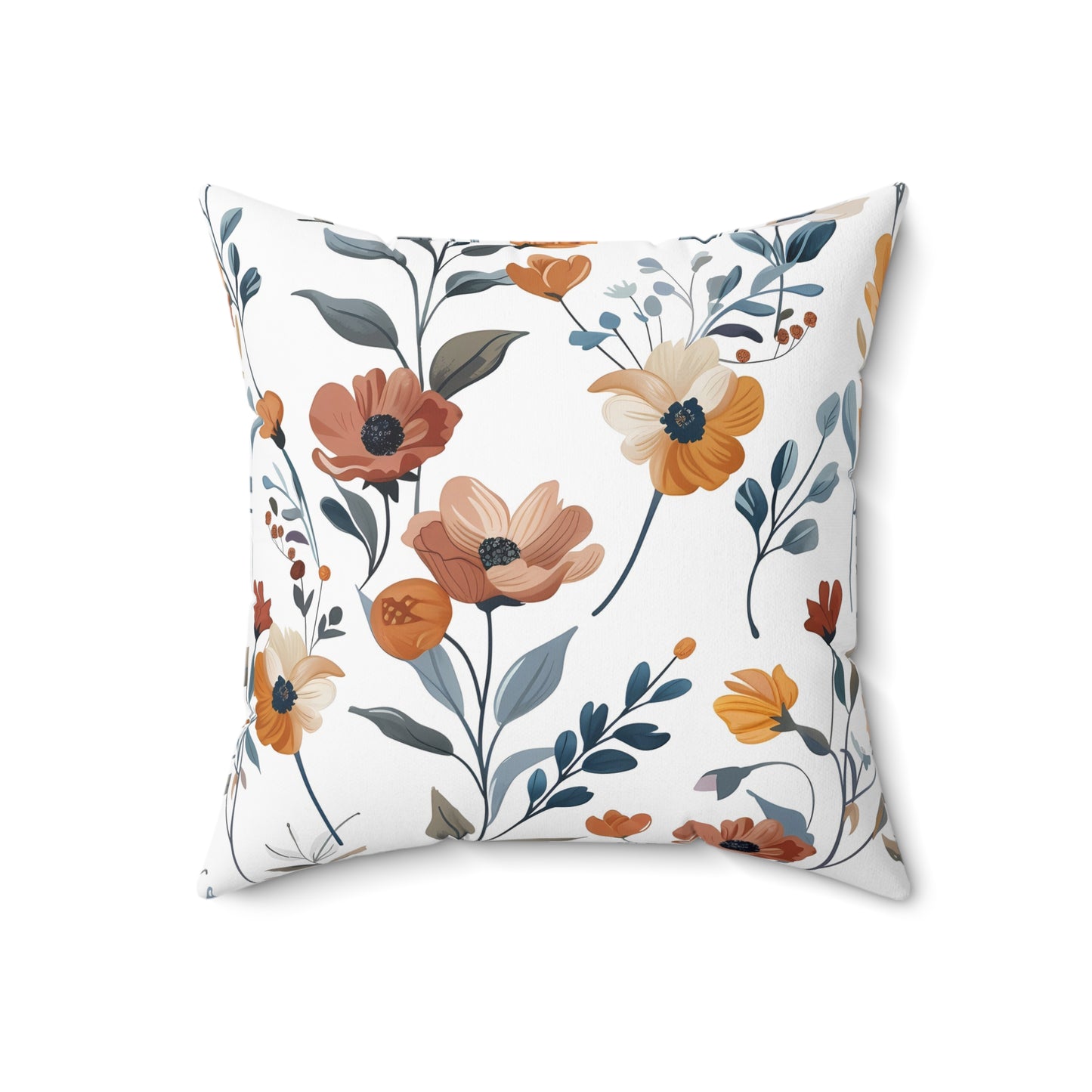 Rustic Warm Earth-Tone Floral - Indoor Throw Pillow