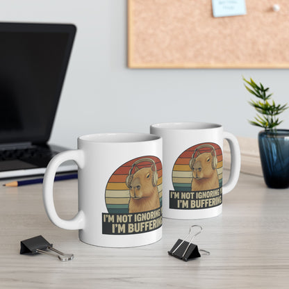 Capybara Buffering Ironic Mug | Funny Unhinged Animal Retro Gift 11oz & 15oz