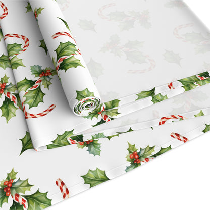 Christmas Table Runner Featuring Holly & Candy Canes