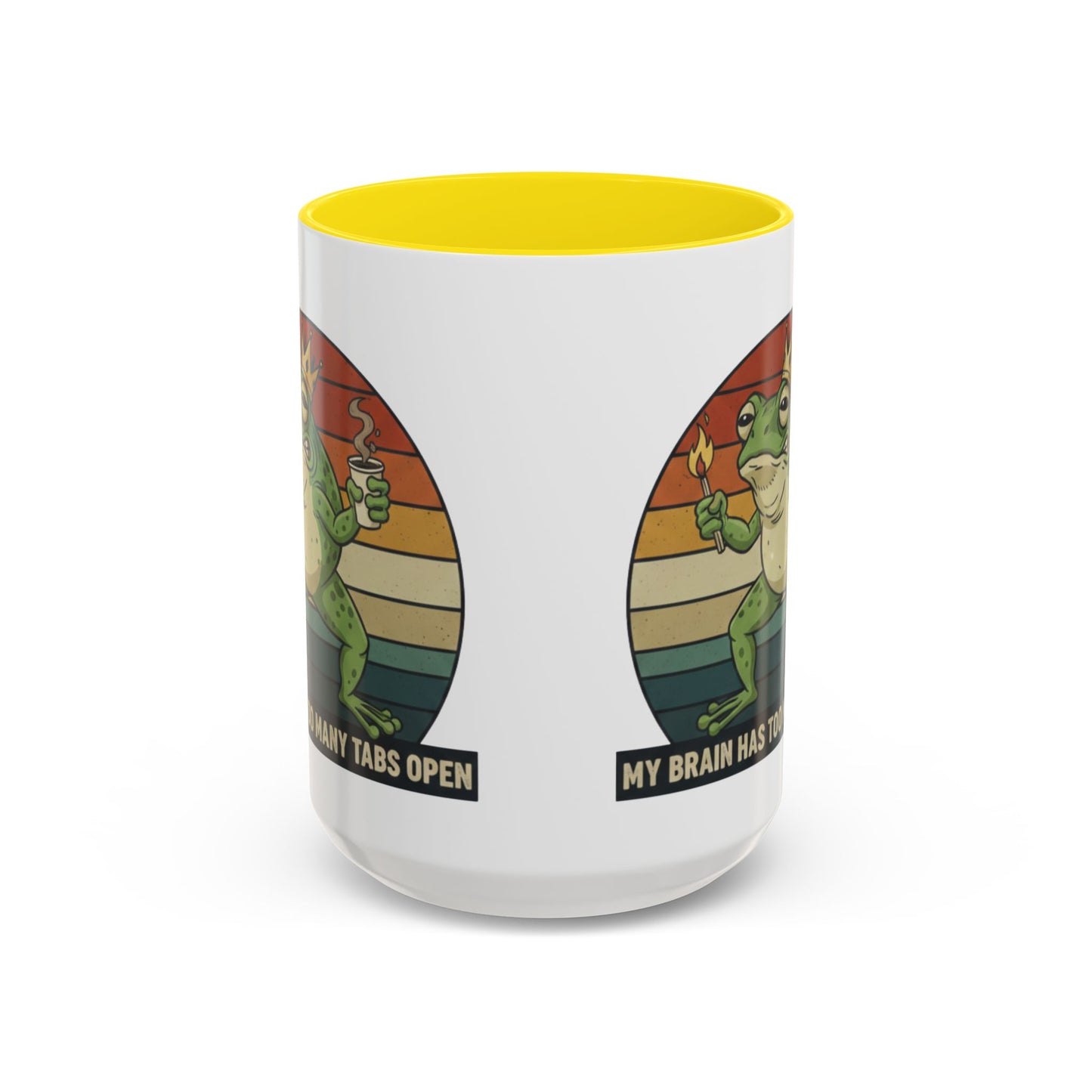 "Too Many Tabs Open" Retro Frog Accent Mug - 11oz & 15oz Ceramic Coffee Cup