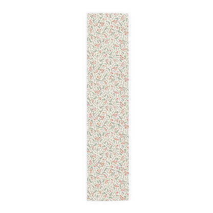 Christmas Table Runner Featuring Red & Green Holly