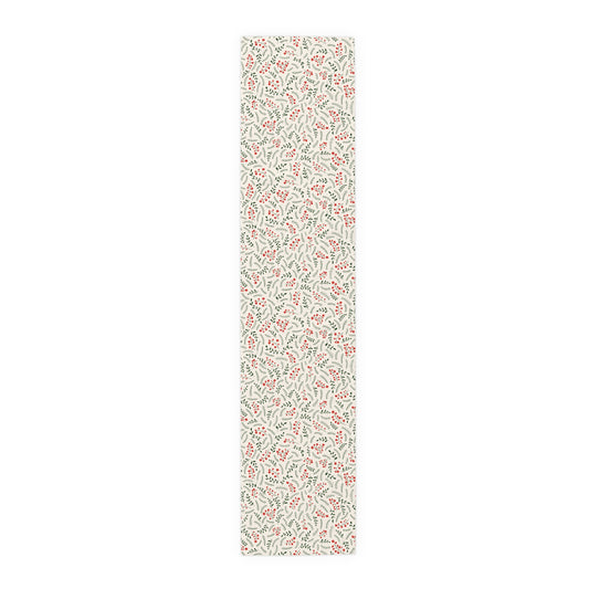 Christmas Table Runner Featuring Red & Green Holly